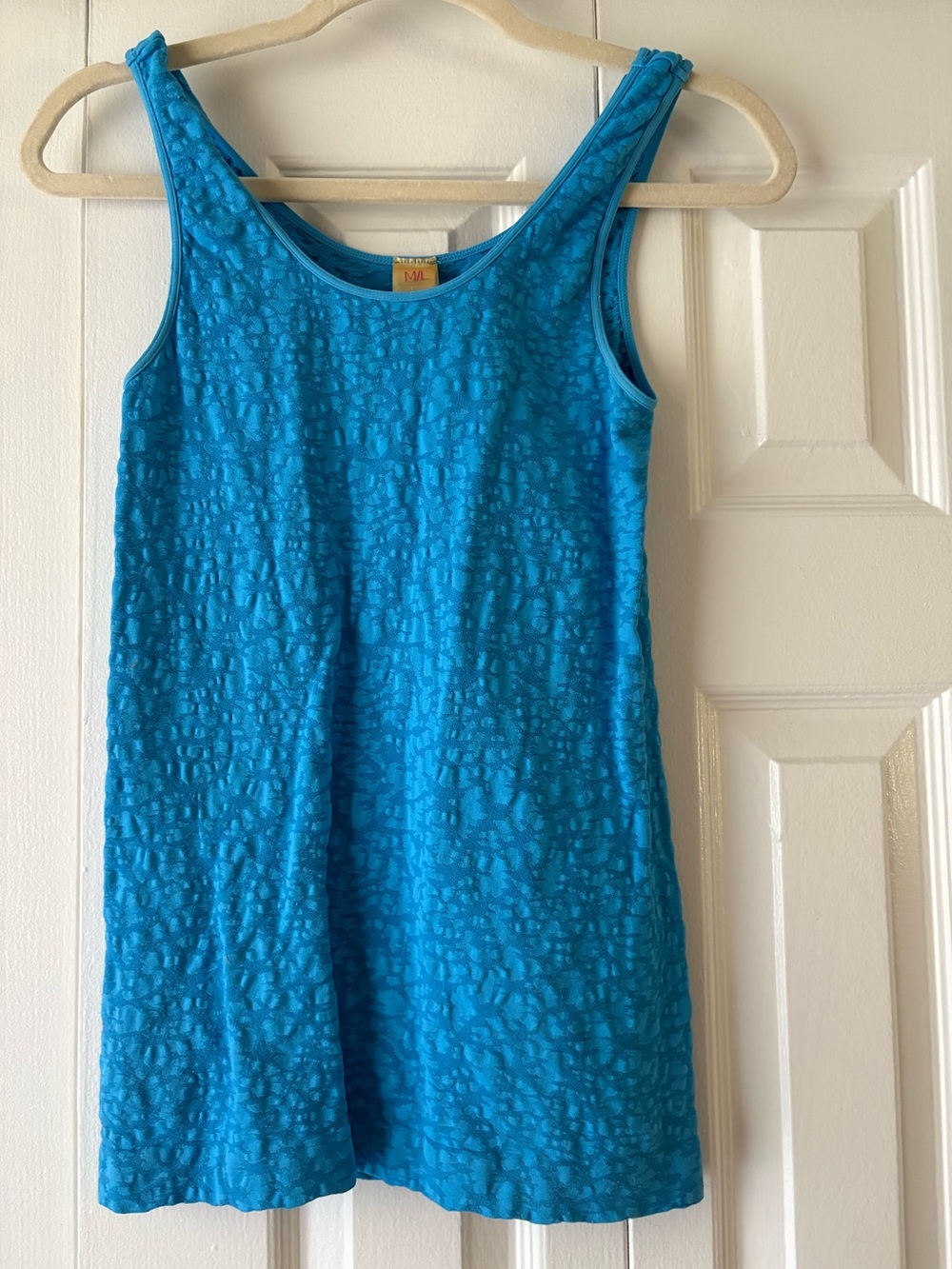 Womens Textured Sleeveless Dress in Turquoise Blue